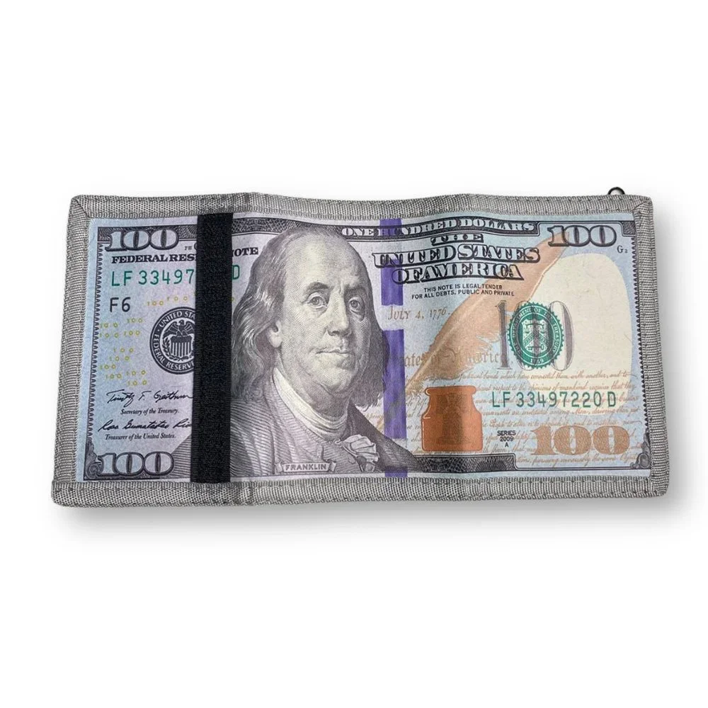 100 Dollar Bill Printed Trifold Wallet